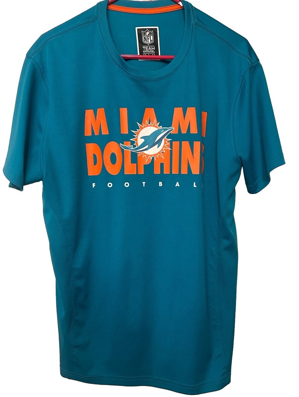 Miami Dolphins NFL Team Apparel Men’s Aqua Performance T-Shirt Football Large